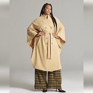 Plus Size Maddisyn Tie-Waist Cape Coat-Gabrielle Union x FTF in Iced Coffee Sz 2